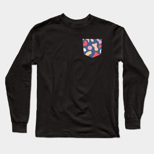 Pocket - Abstract Organic Memphis Shapes Red Long Sleeve T-Shirt